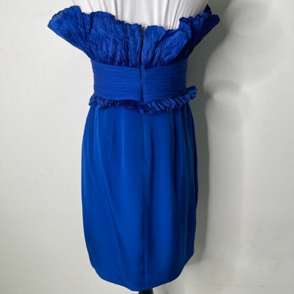 Marchesa Notte Women's Royal Blue Strapless Sheath Dress Size 4 - Picture 8 of 15